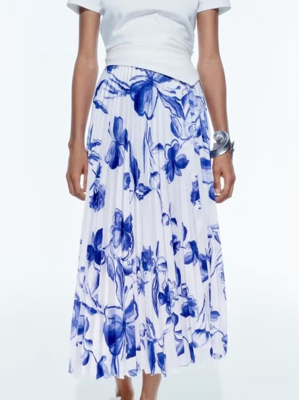 Zara Floral Pleated Skirt